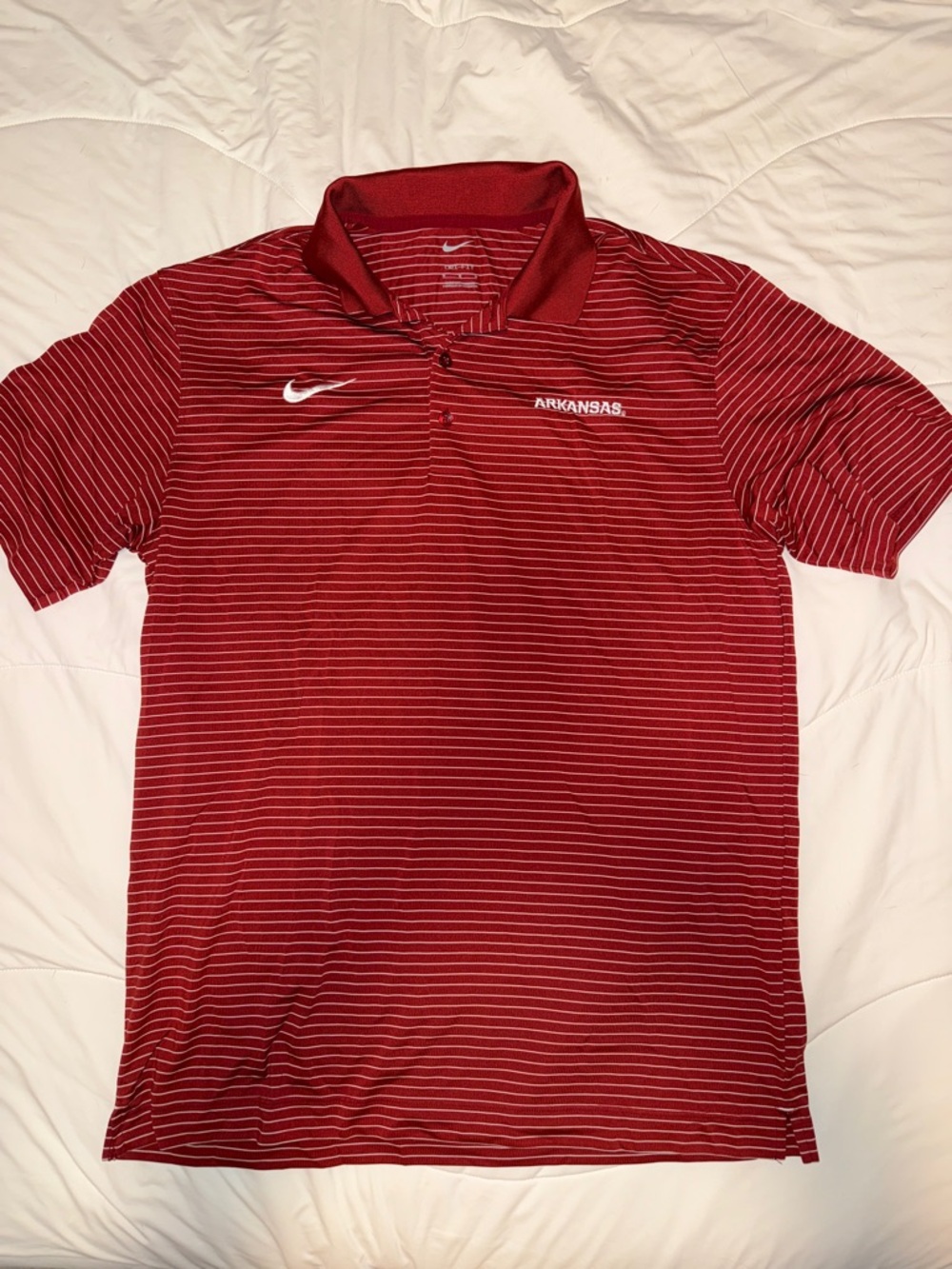 Arkansas Razorbacks Nike Red Thin-Striped Polo Shirt